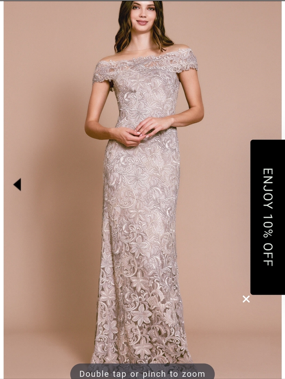 Tadashi Shoji Markle Embroidered Off-Shoulder Gown